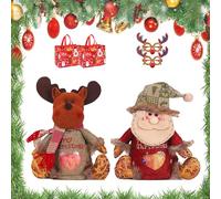 Christmas Gifts Bags Zipper Design, 3D Doll Decoration Gift Bag, Reusable Cloth Christmas Gifts Bags, Suitable for Christma Parties, Candies, Fruits and Gift Decorations (A+C)