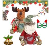 Christmas Gifts Bags Zipper Design, 3D Doll Decoration Gift Bag, Reusable Cute 3D Santa Snowman Elk Doll Bag, Christmass Candy Apple Bags, for Holiday Party Decorations (A+C)
