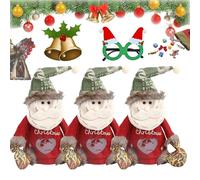 Christmas Gifts Bags Zipper Design, 3D Doll Decoration Gift Bag, Reusable Cute 3D Santa Snowman Elk Doll Bag, Christmass Candy Apple Bags, for Holiday Party Decorations (A3pcs)