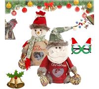 Christmas Gifts Bags Zipper Design, 3D Doll Decoration Gift Bag, Reusable Cute 3D Santa Snowman Elk Doll Bag, Christmass Candy Apple Bags, for Holiday Party Decorations (A+B)