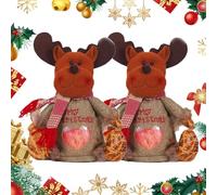 Christmas Gifts Bags Zipper Design, Christmas Gifts Doll Bags, Fabric Candy Bag, Reusable Cute 3D Santa Snowman Elk Doll Bag for Presents Candy Fruit and Festival (Reindeer+Reindeer)