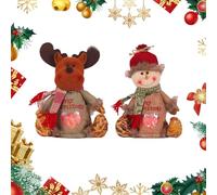 Christmas Gifts Bags Zipper Design, Christmas Gifts Doll Bags, Fabric Candy Bag, Reusable Cute 3D Santa Snowman Elk Doll Bag for Presents Candy Fruit and Festival (Reindeer+Snowman)