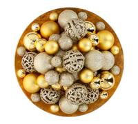 Christmas Gifts Bolas de Navidad Doradas - 101 Piezas Adornos Navideños - Adornos Navideños Plástico - Ø3/4/6 CM - para Uso en Interiores y al Aire Libre - con Ganchos de Bolas de Navidad