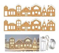 Christmas Gingerbread House Light Up Decoration Foldable Christmas Villages DIY Gingerbread House Cardboard Kit with LED Lights Reusable Holiday Interior Decoration Kit (2set)