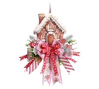 Christmas Gingerbread Wreath, 20-Inch Artificial Holiday Garland, Festive Farmhouse Sign Decor Seasonal Ornament for Fence, Tree, Porch, Window, Classroom, School, and Courtyard Display