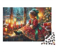 Christmas Girl Window Colourful Girl by Candlelit Window 1000 Pcs Jigsaw for Adults & Kids Unique Challenging Fun Activity 52x38cm/1000pcs