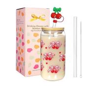 Christmas Glass - Color Changing Hot Cold Drinkware, Lid Topped Kitchen Cup Set, Glass Beverage Holder, Fun Holiday Party Accessory, Office School Travel Picnic BBQ Garden Restaurant Use