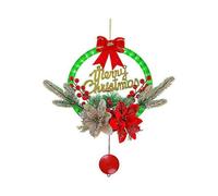 Christmas Glowing Garland LED Lights Christmas Wreath Hanging Decoration for Door Window Festive (Silver & Red)