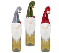Christmas Gnome Wine Bottle Covers Set Of 3, Soft Holiday Wine Costume For Bottles, Adorable Swedish Tomte Gnomes, Perfect For Festive Celebrations And New Year’s Soft Christmas Gnome Wine Bottl