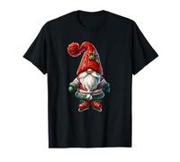 Christmas GNOME with Knitted Christmas Hat Cute Ice Skating Camiseta