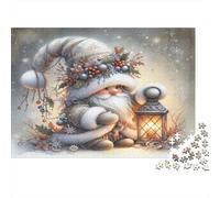 Christmas GNOME with Lantern Puzzle 1000 Piezas para Adultos Difícil Puzzle Difícil Más Vendido Entrenamiento Mental Cartón Grueso 38x26cm/1000pcs