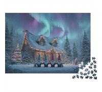 Christmas Gnomes Cabin 100% Recycled Cardboard Aurora Cabin with Gnomes 1000 Piece Jigsaw Puzzles Adults and Children Fun Present 70x50cm/1000pcs