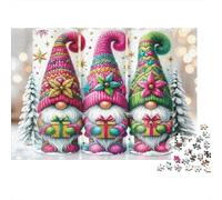 Christmas Gnomes Decor Colourful Colorful GNOME Trio 1000 Pcs Jigsaw Puzzles For Adults & Kids Challenging Brainteasing 70x50cm/1000pcs