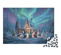 Christmas Gnomes Scene 100% Recycled Cardboard Aurora Village Scene 1000 Piece Jigsaw Puzzles Adults and Children Fun Present 52x38cm/1000pcs