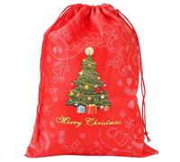 Christmas Goodie - Bags Non Woven Drawstring Sack Set | Festive Holiday Snack Treat Storage Pouches for Candy, Party Favors or Family Gatherings, 11.81x15.75in
