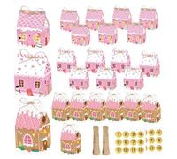 Christmas Goodie Boxes, Holiday Treat Paper Boxes, Gingerbread Treat Boxes, 24-Pack Christmas House Cardboard Treat Boxes in Gingerbread Design for Christmas Parties and School Classroom Events
