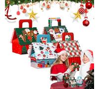 Christmas Goody Boxes, Holiday Wrapping Boxes, Christmas Paper Boxes, House-Shaped Cardboard Cookie Boxes, Christmas Packaging Boxes With Handles,Wrapping Boxes, Christmas Cookie