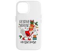 Christmas Goose Festive Goose on The Loose Duck Xmas Holiday Carcasa para iPhone 14