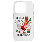 Christmas Goose Festive Goose on The Loose Duck Xmas Holiday Carcasa para iPhone 14 Pro