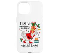Christmas Goose Festive Goose on The Loose Duck Xmas Holiday Carcasa para iPhone 15