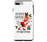 Christmas Goose Festive Goose on The Loose Duck Xmas Holiday Carcasa para iPhone 7 Plus/8 Plus