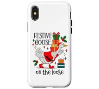 Christmas Goose Festive Goose on The Loose Duck Xmas Holiday Carcasa para iPhone X/XS