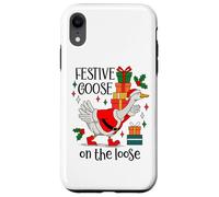 Christmas Goose Festive Goose on The Loose Duck Xmas Holiday Carcasa para iPhone XR