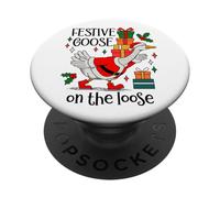 Christmas Goose Festive Goose on The Loose Duck Xmas Holiday PopSockets PopGrip Adhesivo