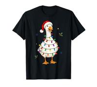 Christmas Goose Santa Hat Holiday Lights Farm Bird Camiseta