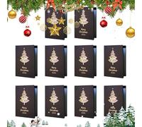 Christmas Greeting Cards, Elegant Christmas Cards, Gold Foil Greeting Cards Pack, 10-Pack Gold Foil Holiday Cards, Merry Christmas Notecards, Happy Holidays Assorted Cards for the Festive Season