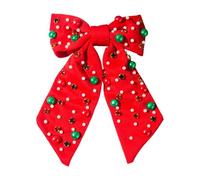Christmas Hair Bows - Sparkling Holiday Hairpin for Girls | Rhinestone Decor with Fabric Finish, Stylish Bow Barrette, Seasonal Hair Accessory, Celebration Wear for Gifting