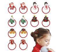 Christmas Hair Ties, 12 Pieces Hair Ties, Cute Elastic Snowman Trees Hair Bands, Girls Ponytail Holders, Christmas Girls Hair Accessories, Easy To Use, Portable for Holidays Lovers Families