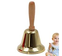 Christmas Hand Bell With Wooden Handle 12x6.3cm Metal Shaker For Holiday Decor, Creative Open Top Jingle Bell For Parties And Event Decoration, Lightweight 40g Festive Sound Accessory