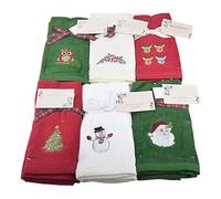 Christmas Hand Towels - Embroidery Holiday Bath Towel for Soft Absorbent, Cute Cartoon Design with Fabric, Decorative Washcloths for Home, Bathroom, School, Kitchen, Indoor, Red, White, Green