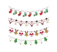 Christmas Hanging Bunting Garland 4 Pcs Paper Banners for Window Fireplace Holiday Office Decor