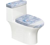 Christmas Happy Snowman - Juego de 2 fundas para asiento de inodoro con tapa de tanque, elástico para forma de U y alargado, decoración de baño