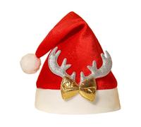 Christmas Hat - Plush Christmas Hats, Santa Hat For Unisex, Soft Party Headwear With Reindeer Antlers | Santa Hats Fors Unisex Adults For Women Boys Girls Youth Teens Birthday Holiday New Year