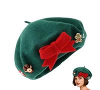Christmas Hat Vintage Warm Bow Headwear - Holiday Style Beret | Soft Festive Cap with Fit Functions, Winter Costume Keywords, Women Party Accessory for Thanksgiving New Year Events, Seasonal Outf