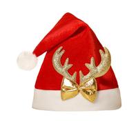 Christmas Hats - Warm Skin-Friendly Party Props, Holiday Unisex Santa Hat,Plush Reindeer Antler Holiday Headwear For Birthday New Year Women Boys Girls Youth Teens Festive Party Prop Holidays, Family