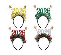 Christmas Headband - 2026 Happy New Year Headband, 4 Pieces Festive Headpiece 2026, Christmas Accessories Decorations | For Holiday Party Winter Photo Props Outfit Halloween Cosplay Kid Women Girl