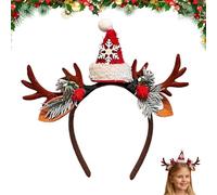 Christmas Headbands, Deer Santa Hat, Festive Accessory for Holiday Dress Up, Trendy Hairband Set, Women Girls Headwear, Seasonal Celebration Prop for School, Vacation, and Family Gathering