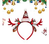 Christmas Headbands - Festive Deer Santa Hat Costume for Holiday Dress Up | Soft Seasonal Headwear with Decorative Accents, Fun Accessory for Women Girls School Vacation Family Gathering Wedding