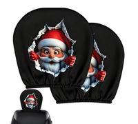 Christmas Headrest Covers - 2 Piece Elastic Santa Car Headrest Protectors | Cute Universal Funny Headrest Covers Fit Sedan SUV RV Truck for Holiday Road Trips Daily Driving Christmas Festivals Winter