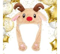 Christmas Headwear - Floppy Ear Moving Hat | Christmas Plush Headwear with Flapping Ears, Ear Moving Hat, Interactive Cute Animation, Easy Wear Cosplay Tool, Festive Costume Accessory for Parties