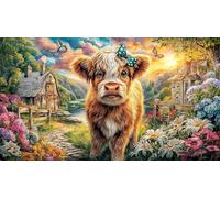 Christmas-Highland-Cow-in-Santa-Hat 1000 Piezas Puzzle Reciclado Juego Familiar Divertido para Adultos Desafiante Actividad en casa 70x50/1000pcs