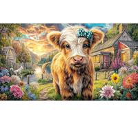 Christmas-Highland-Cow-in-Santa-Hat Puzzle de 1000 Piezas para Adultos Regalo para Mujeres y Hombres Idea Actividad en casa 70x50/1000pcs