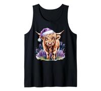 Christmas Highland Cow Purple Thistles Cow Lovers Mujeres Niños Camiseta sin Mangas