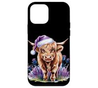 Christmas Highland Cow Purple Thistles Cow Lovers Mujeres Niños Carcasa para iPhone 12 mini