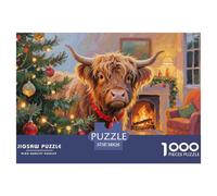 Christmas Highland Cow Puzzle De Madera Impermeable DIY Puzzles De 1000 Piezas para Adultos Imposible Rompecabezas Juegos Educativos
