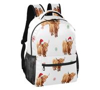 Christmas Highland Cow Santa Mochila con forro suave S